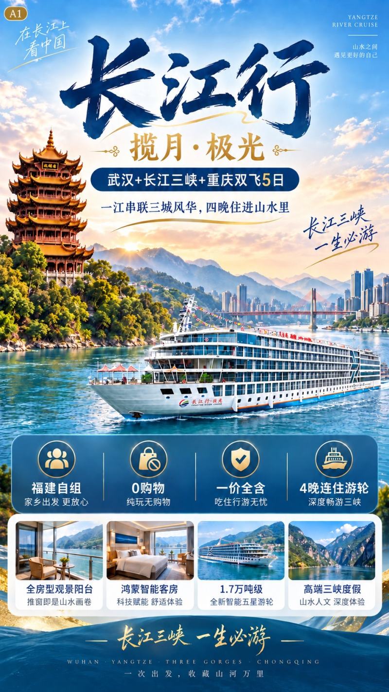 长江行·揽月 / 极光 · 武汉+长江三峡+重庆 双飞5日
